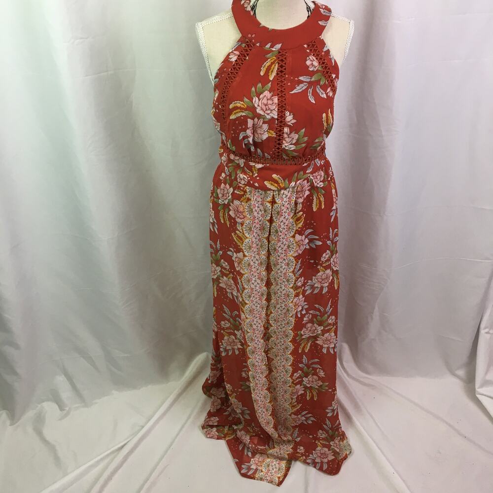 City Triangles Halter Dress Rust Teagreen XS